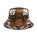 Tiger pattern bucket hat with dome crown in khaki or black colour options