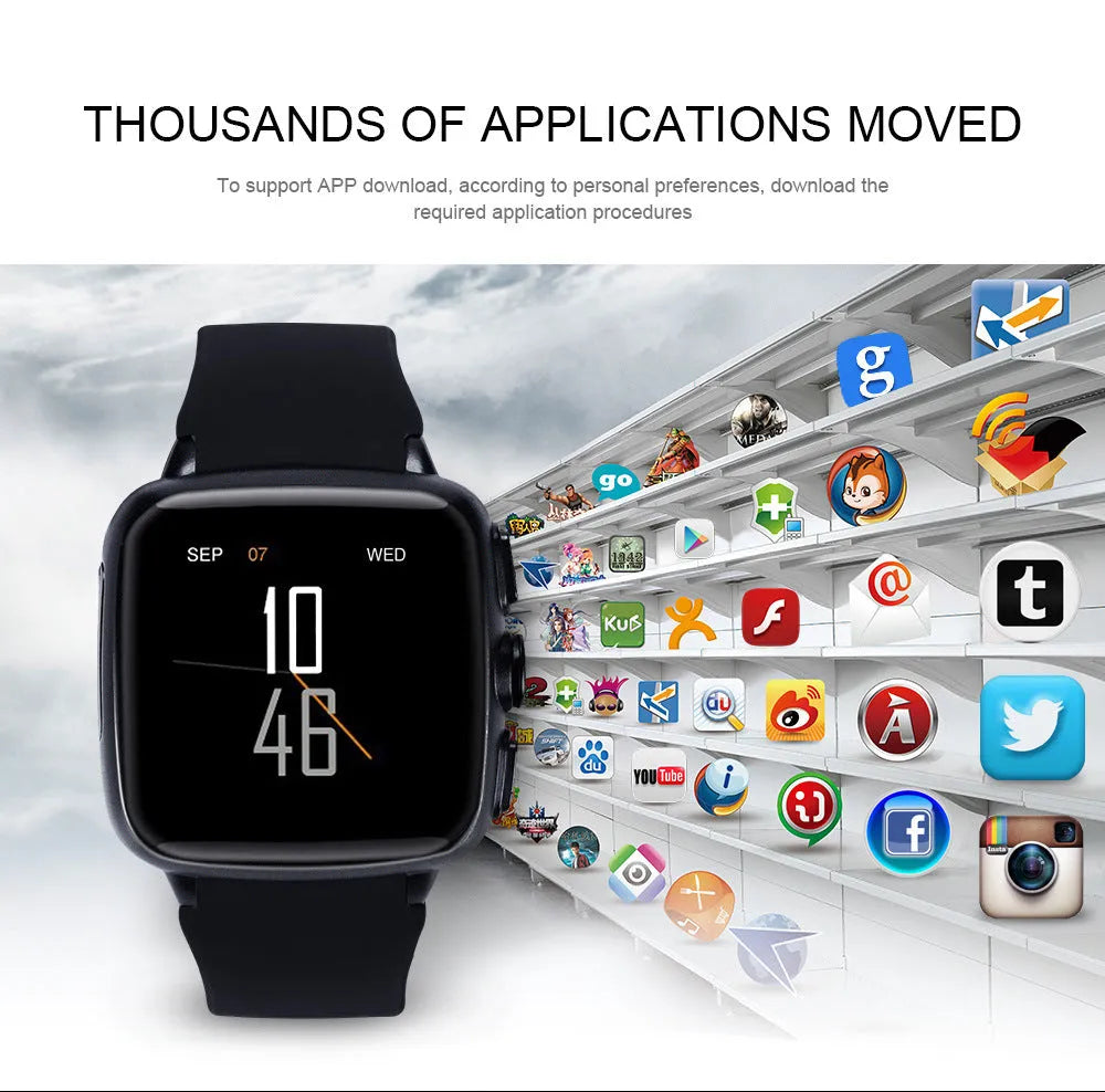 Z01 smart watch with 1.54 inch screen in black or white, showing HD touchscreen and wrist strap.