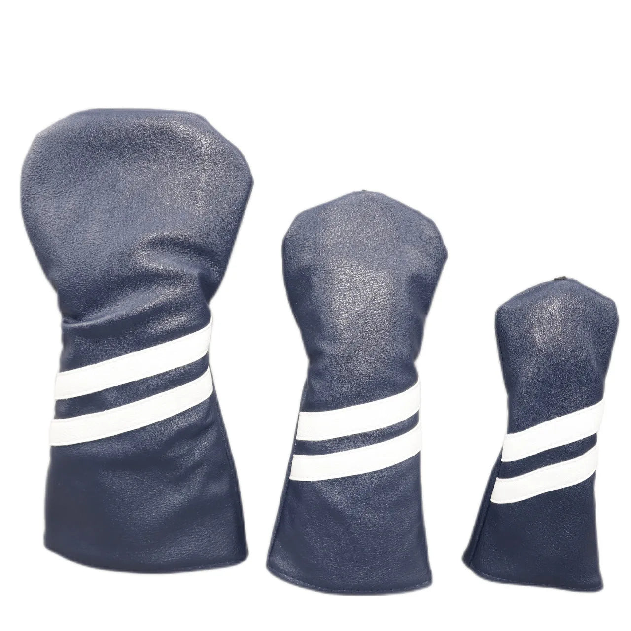 Golf club head cover with two oblique stripes in choice of six colours and three sizes