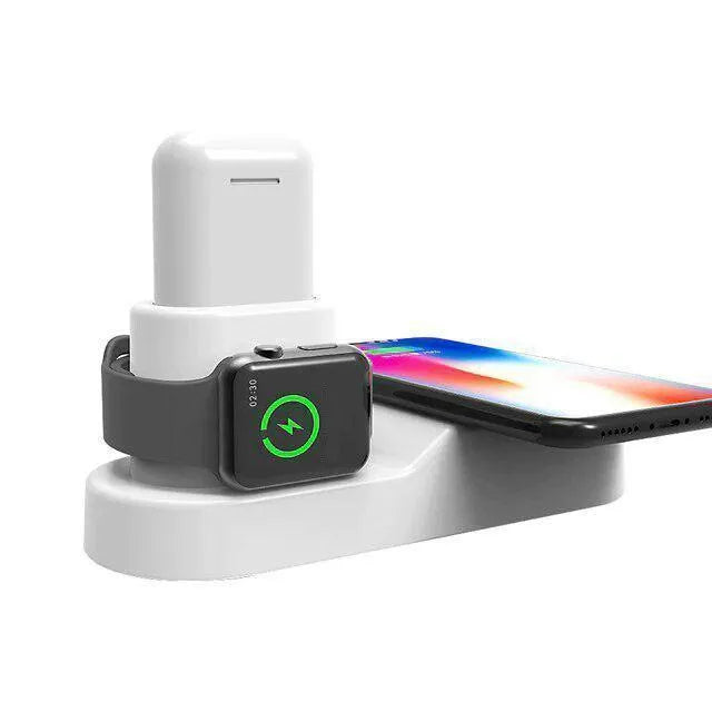 W3 wireless charging station for Apple iPhone, Watch and AirPods with rotating dock