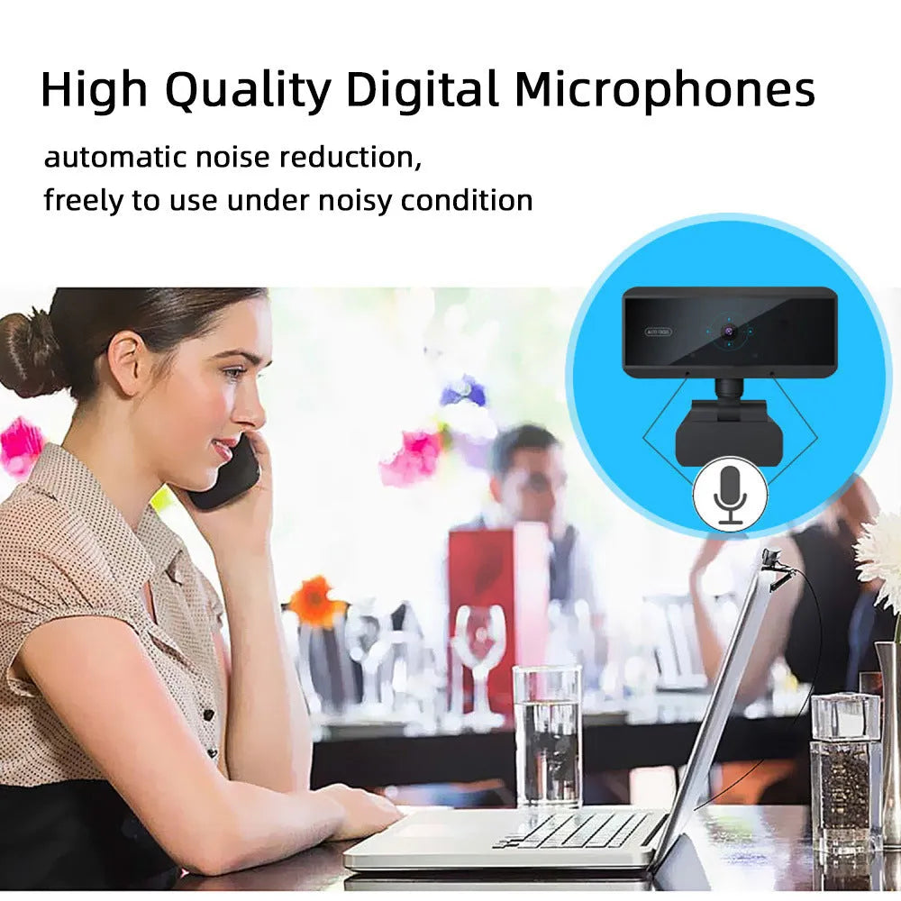 Desktop HD webcam with autofocus in black, with 1.7m USB cable