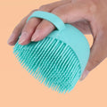 Silicone dog bath brush in blue colour for pet grooming during bath time