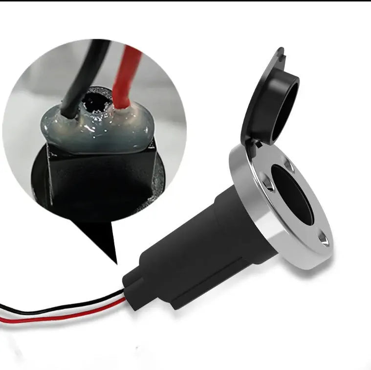 Stainless steel yacht anchor light socket with ABS base and bottom wires for marine navigation lighting