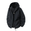 Brand loose cargo windproof jacket in black polyester, cardigan style, size M, with zip front and pocket details
