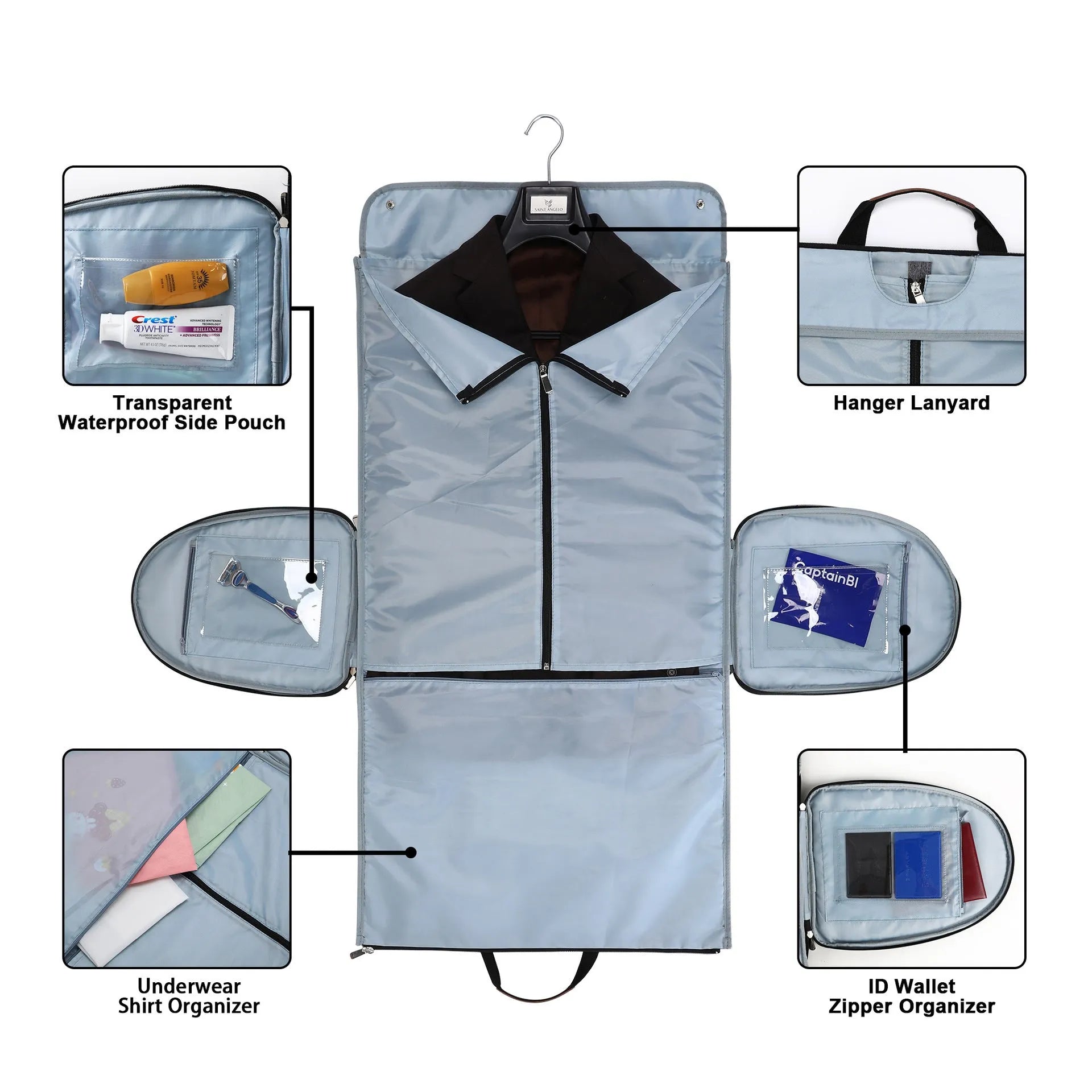 Oxford cloth folding duffel bag in black, navy blue or grey with 36-55L capacity