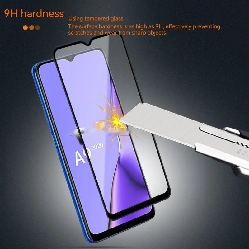 Black full glue tempered glass screen protector for OPPO A9 2020 smartphone