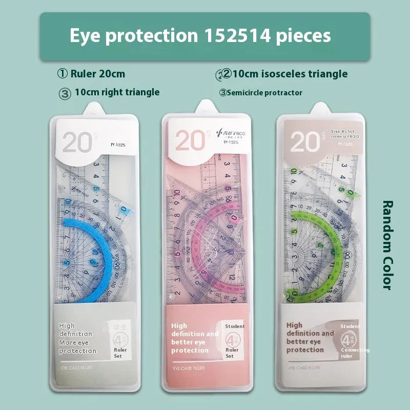Youpai transparent acrylic drawing ruler sets showing square protractors and measurement tools