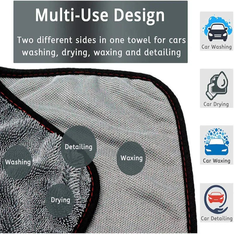 Gray microfiber car wash towel 40x40cm folded on white background