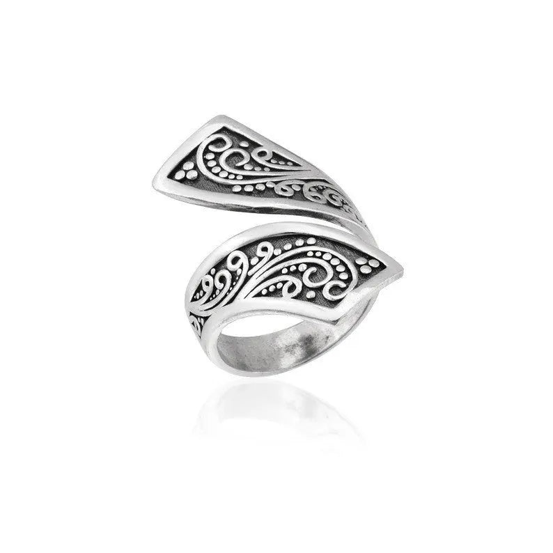 Silver tone adjustable opening alloy ring for women with retro minimalist design