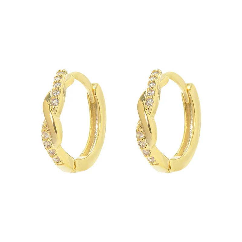 Geometric hemp rope design earclip earrings in gold and silver copper colours