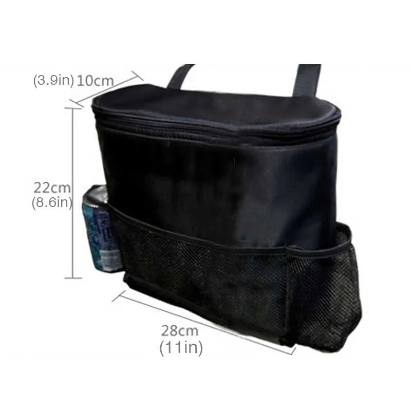 Black Oxford cloth thermal car seat back organizer with insulation aluminium foil, hanging storage bag