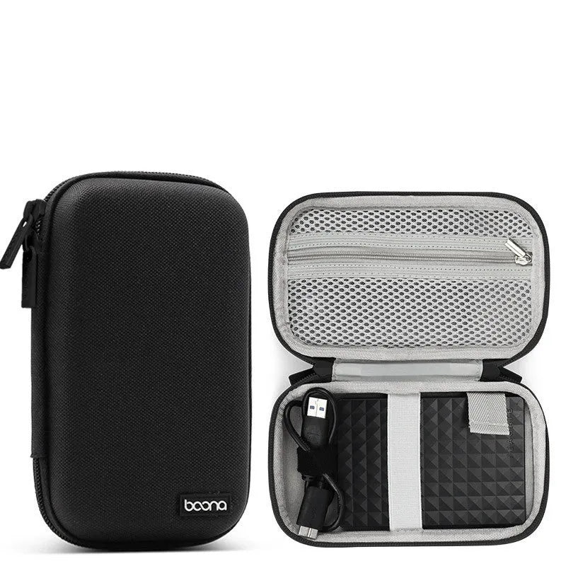 Oxford cloth hard disk storage bag for 2.5-inch drives in black and grey.