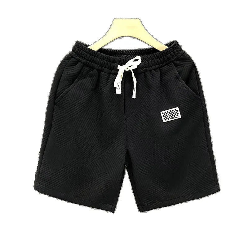 Men's casual sports shorts in white, black, or green with micro-elastic polyester fabric
