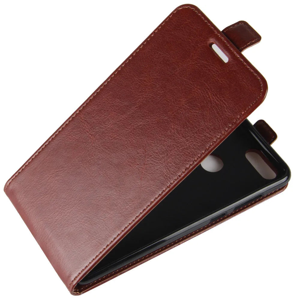 Huawei Honor 7X leather wallet phone case with card slot in black, brown, red, and white colour options
