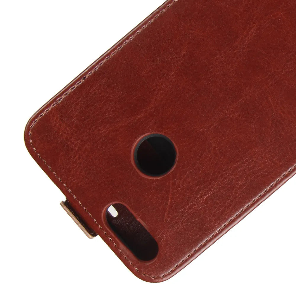 Huawei Honor 7X leather wallet phone case with card slot in black, brown, red, and white colour options