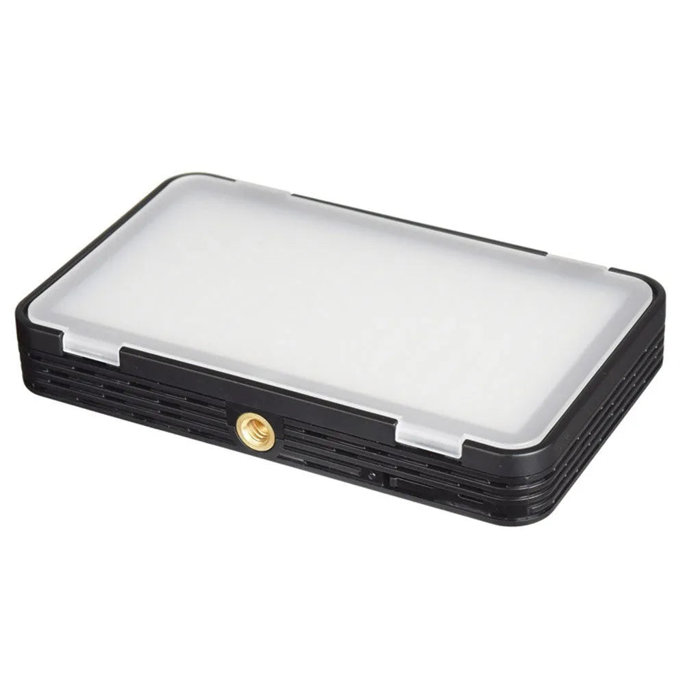 Shenniu M150 ultra-thin silver LED video light mounted on a mobile phone with bracket.