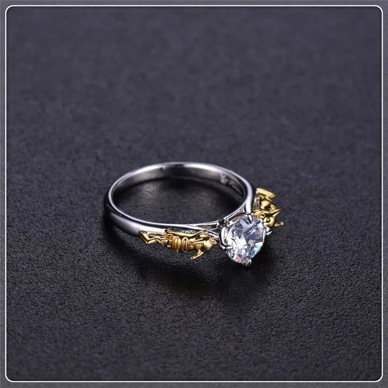 Copper crystal crown ring in black gold colour for cosplay costume jewellery