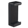 Black plastic single phone holder with rotating clamp on a desk
