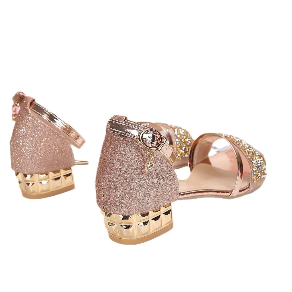 Women's plus size Roman sandals with rhinestones, fish mouth toe, and buckle fastening