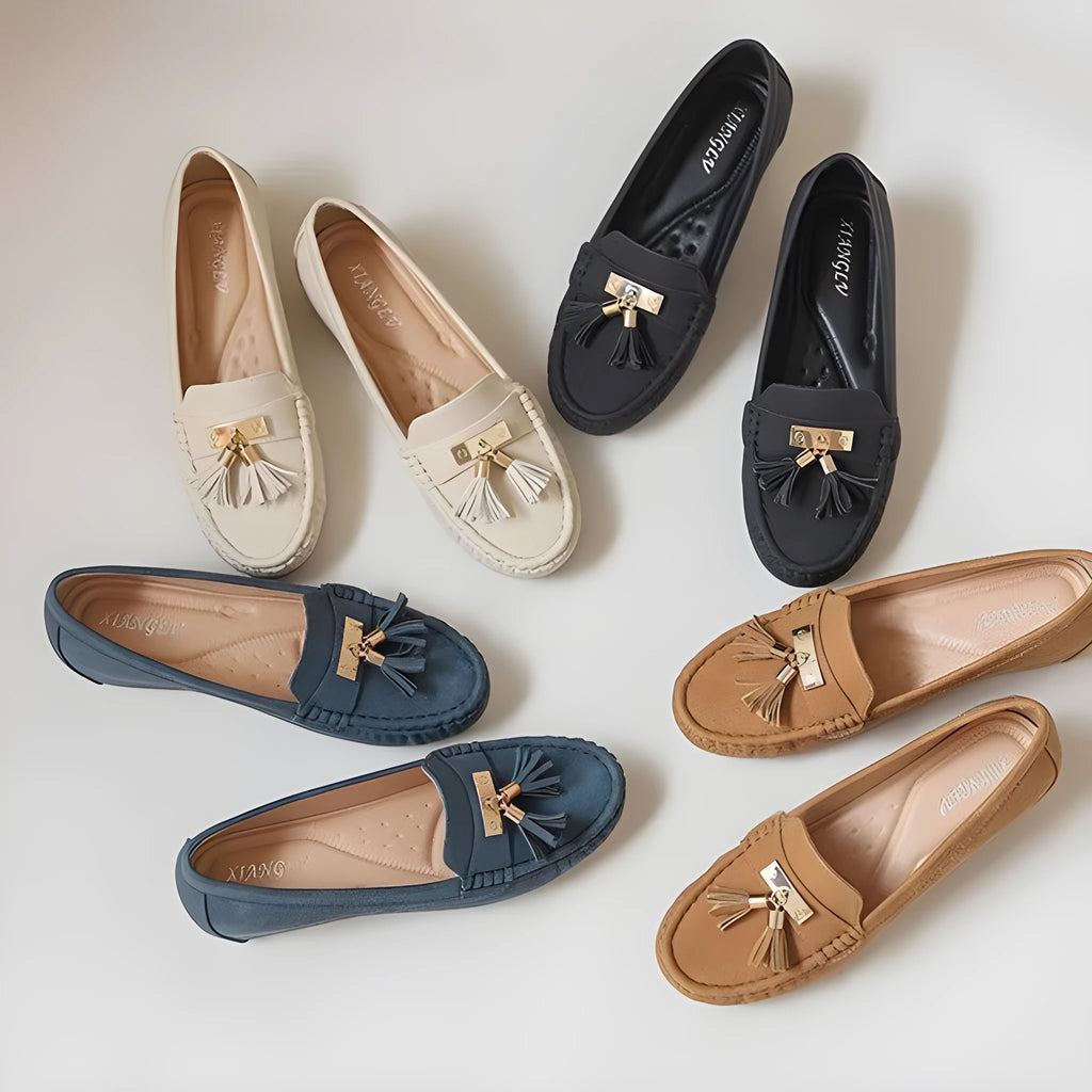 Mid heel height increasing insole casual work shoes in artificial PU with slip-on design