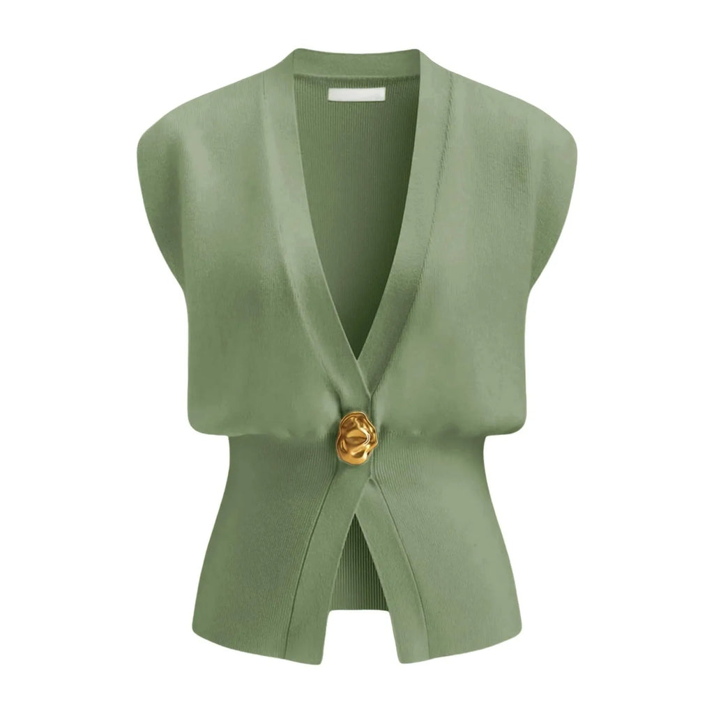 Women's V-neck cardigan sweater in loose fit with button front, available in six colours