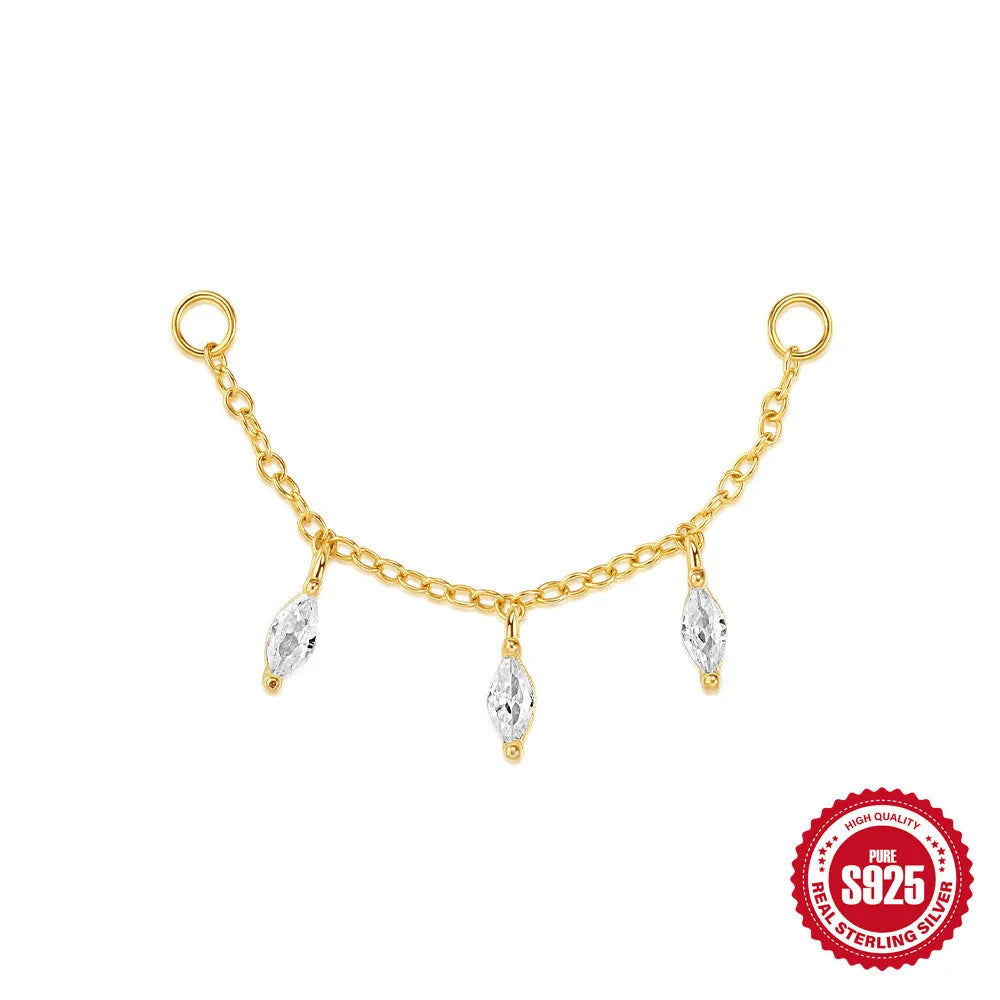 S925 sterling silver geometric earrings with flat spiral and water drop design in a gold tone finish.