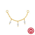 S925 sterling silver geometric earrings with flat spiral and water drop design in a gold tone finish.