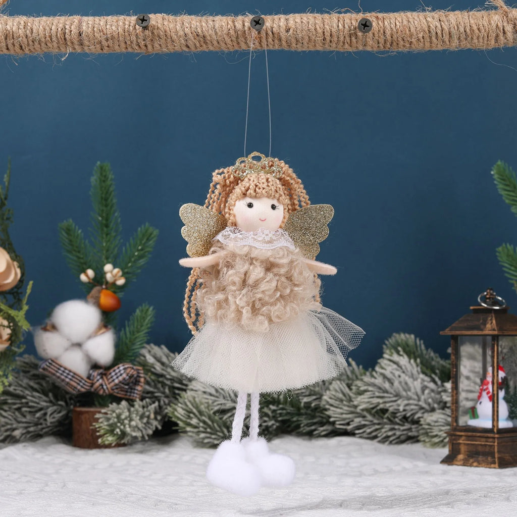 Cloth Christmas angel girl pendant hair accessory for high ponytails in cartoon style