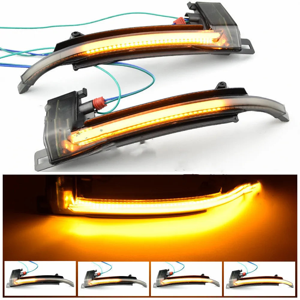Dynamic LED mirror turn signals for Audi B8 and B8.5 models in blackened or crystal white finish