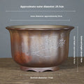 Antique carved purple sand ceramic flowerpot for indoor bonsai display