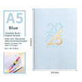 Soft leather A5 daily plan schedule book open showing weekly planner layout