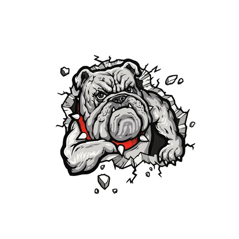 Grey dog pattern motorcycle decorative sticker measuring 17x17cm with customisable sizing options