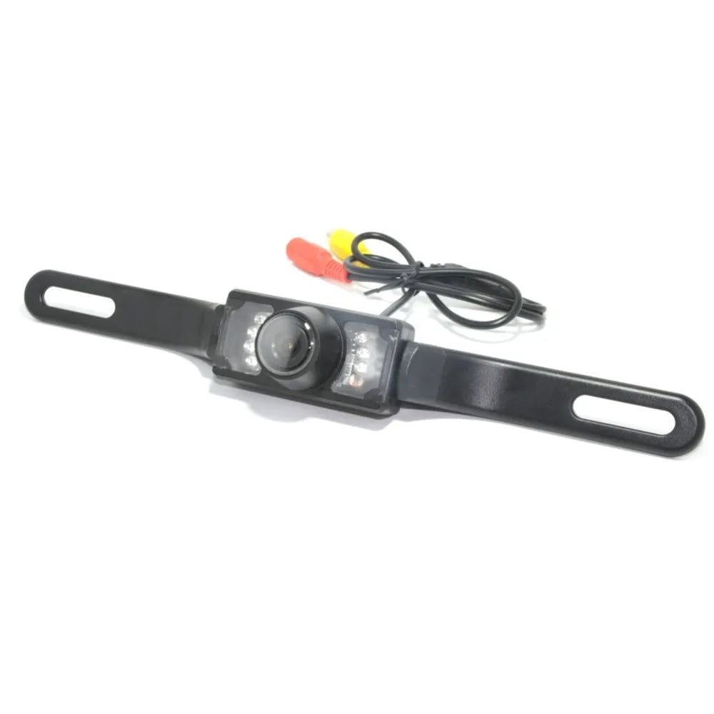 Car rear view camera with license plate frame, 170-degree angle, IP68 waterproof, distance ruler, and 6-metre video cable