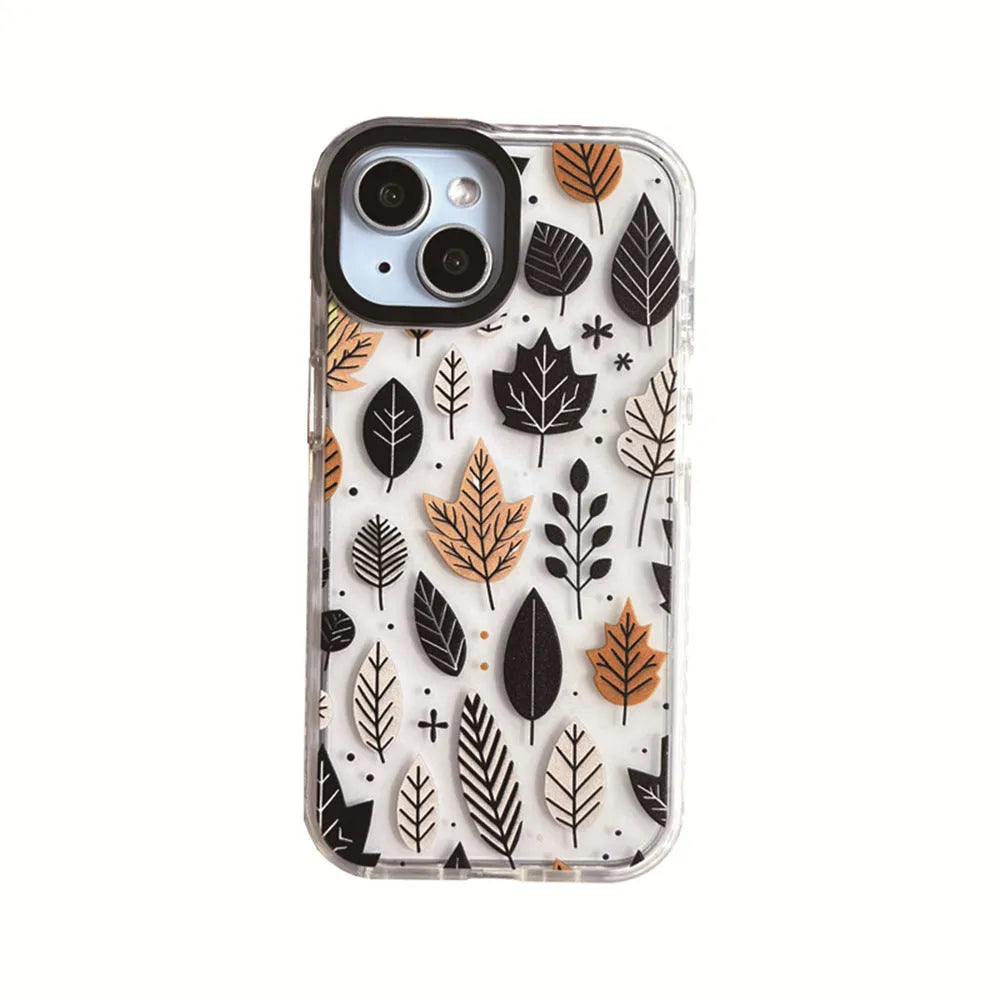 Autumn fallen leaves acrylic hard phone case for iPhone 11 to 15 Pro Max, all-inclusive sprayed cover