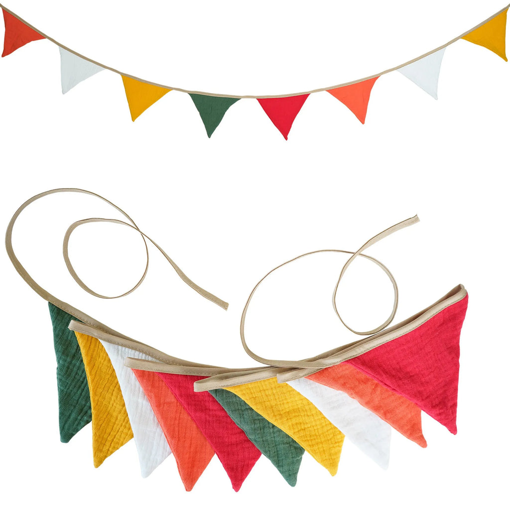 Double-layer cotton crepe pennant birthday party decoration flag in Tiffany Blue
