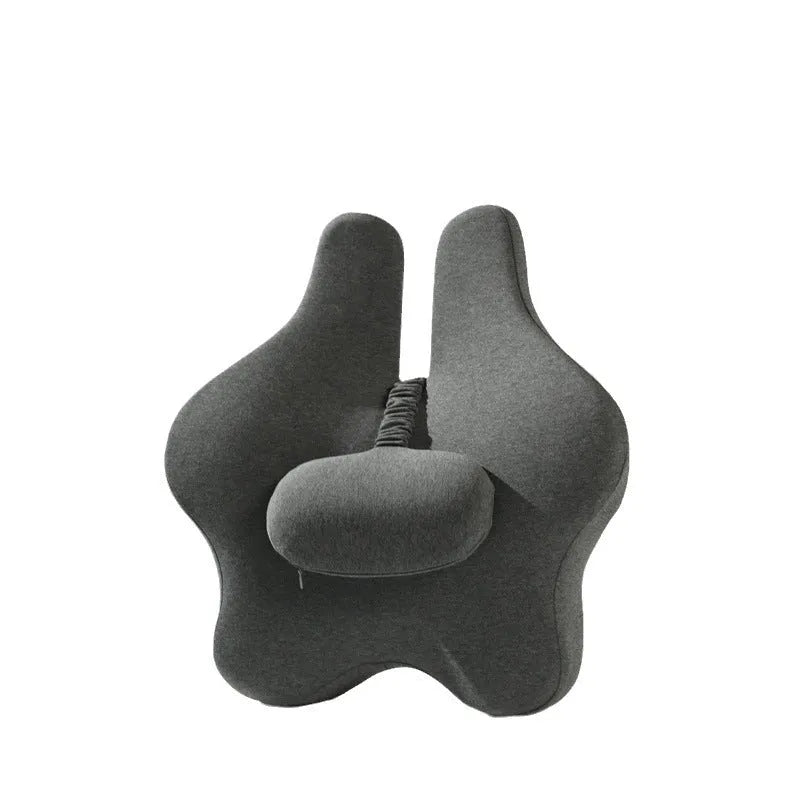 Memory foam car lumbar support cushion in black colour on car seat