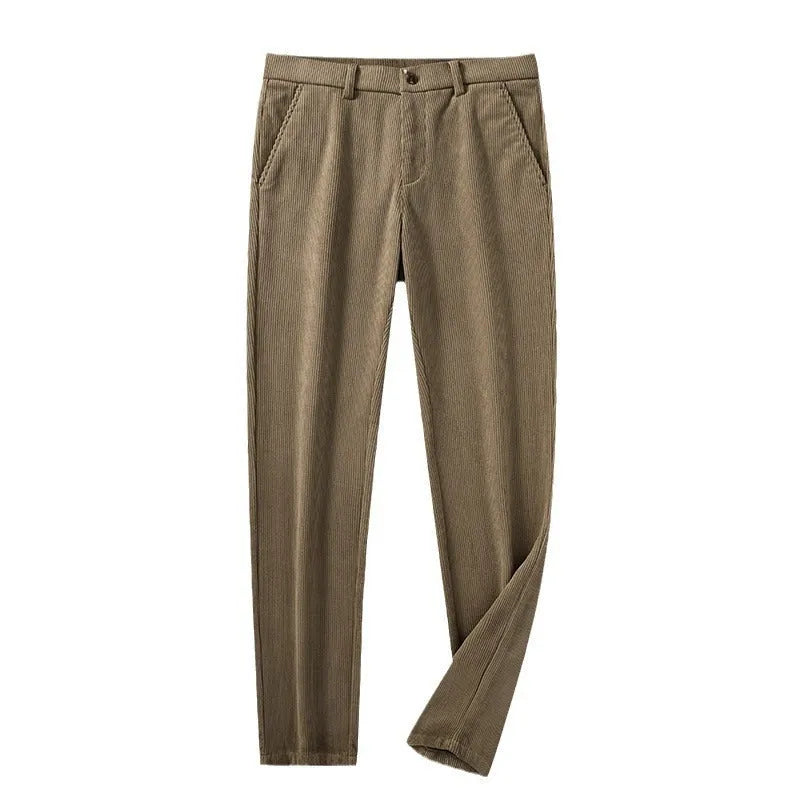 British retro striped trousers for men in straight leg style with chemical fibre blend fabric