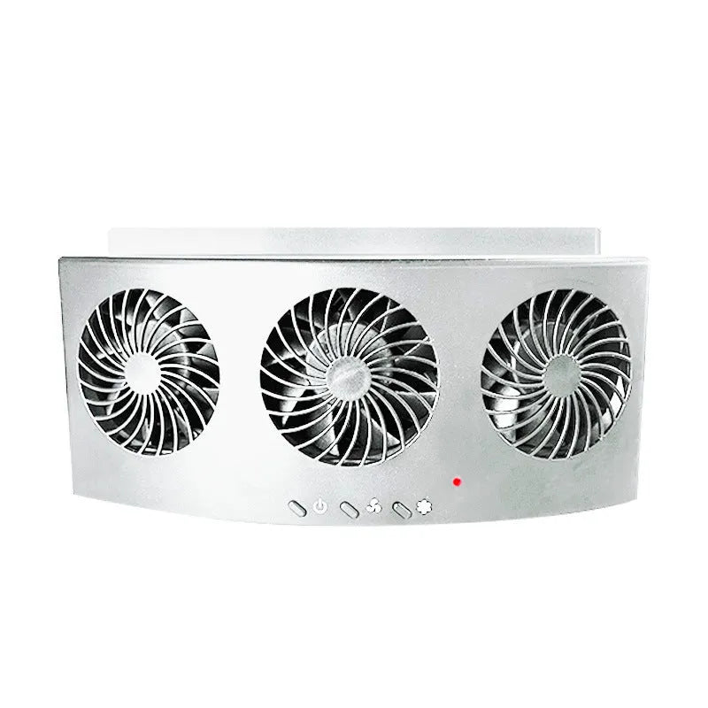 USB-powered black and white car ventilation fan with 1.5m cable for vehicle air circulation