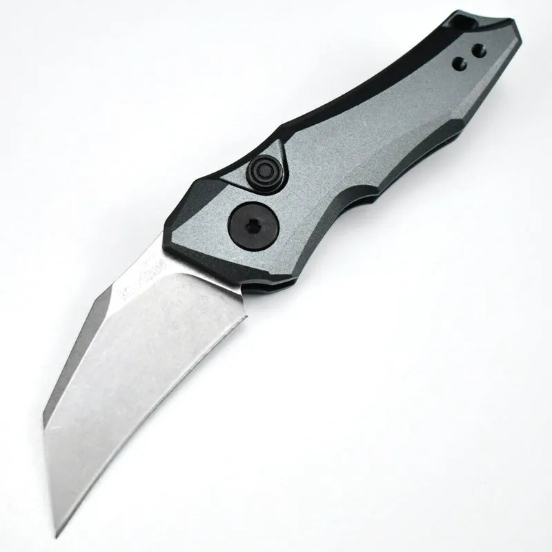 Outdoor folding pocket knife in black, grey, or green, showing 150mm length and metal construction.