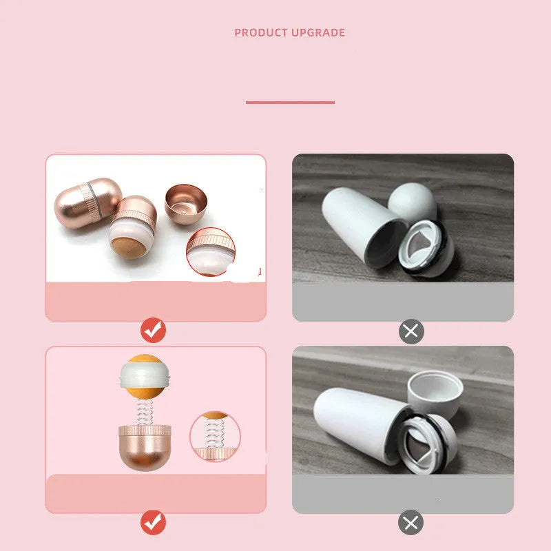 Volcanic stone oil absorbing roller with aluminium alloy and plastic handle for facial oil control, shown in black, pink, or red.