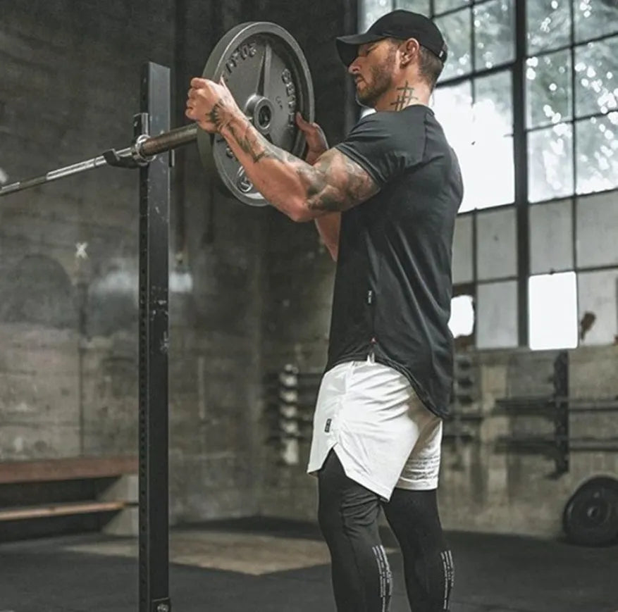 Custom mens gym shirt in cotton-spandex blend showing colour options and plain design for sports wear