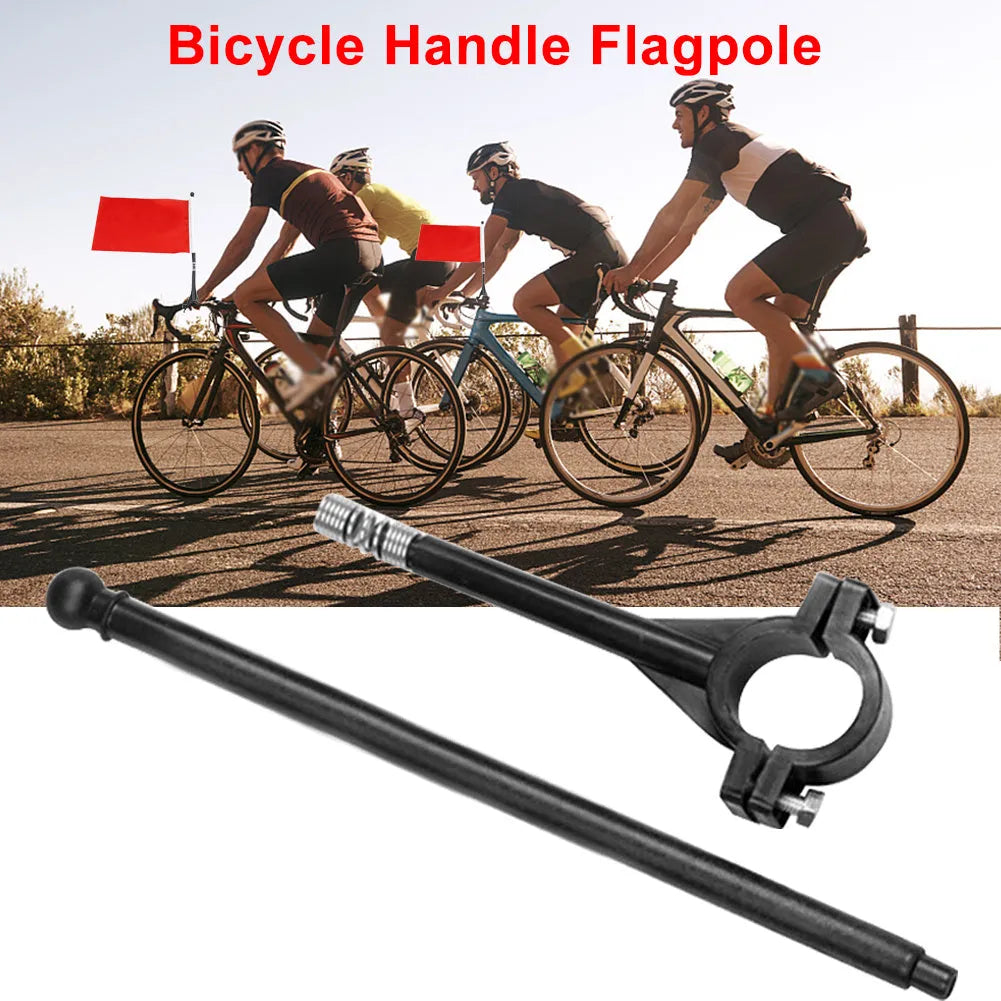 Cycling flag with square polyester fabric on plastic handlebar pole for promotional use