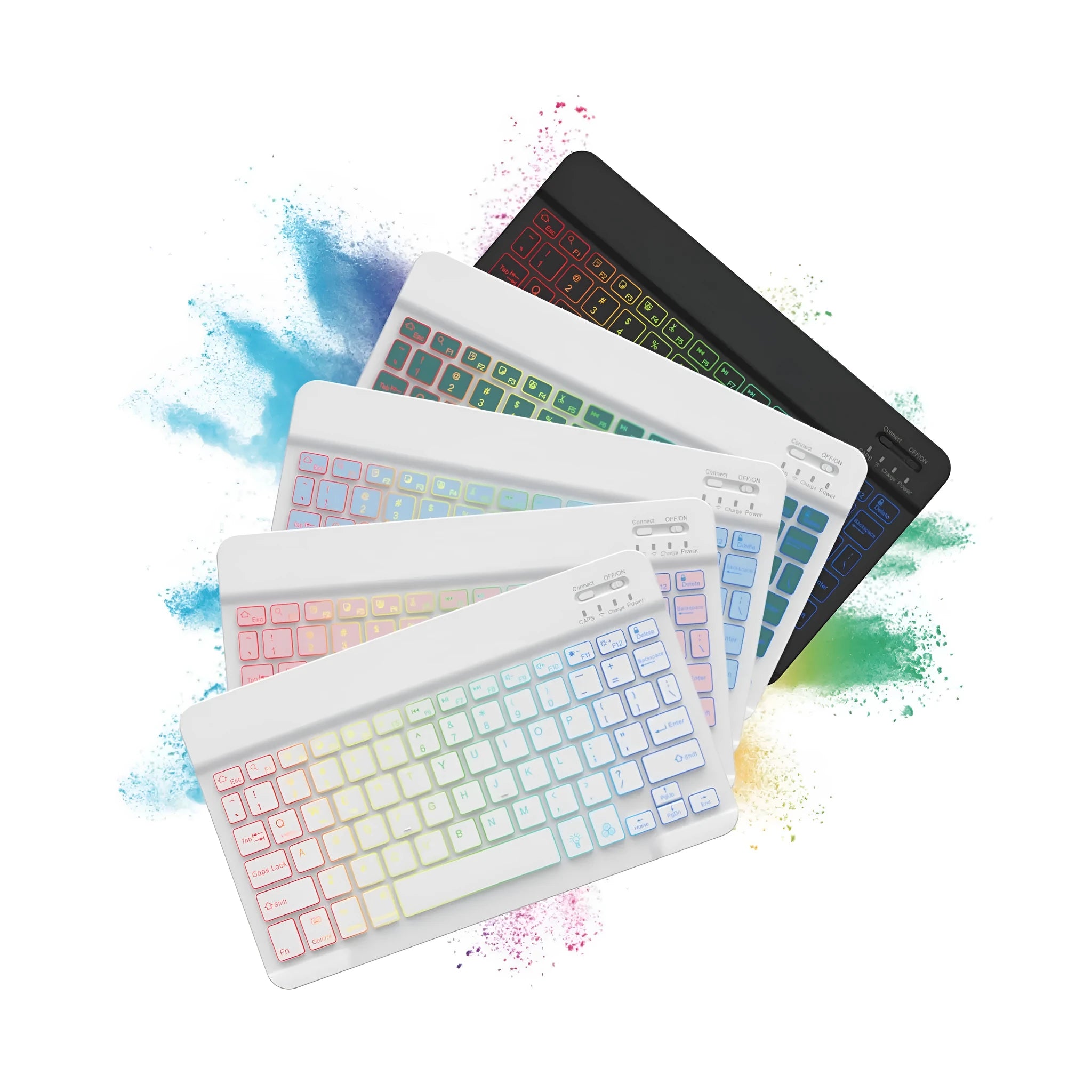 10-inch Bluetooth backlit keyboard with colourful light options for tablets