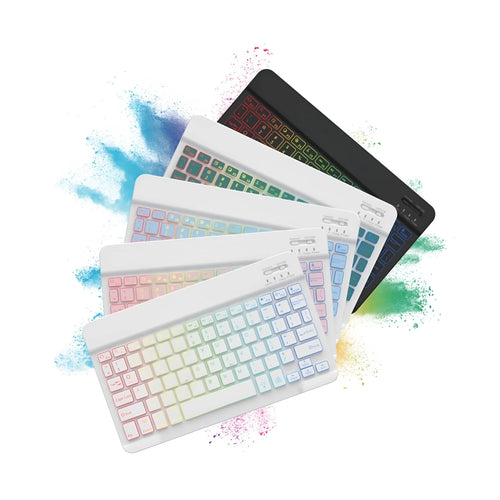 10-inch Bluetooth backlit keyboard with colourful light options for tablets