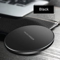 Black square ultra-thin wireless QI charging pad with dimensions 98mm by 98mm