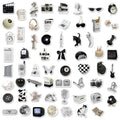 Black and white waterproof sticker sheet with 61 designs for laptop cup phone case decoration