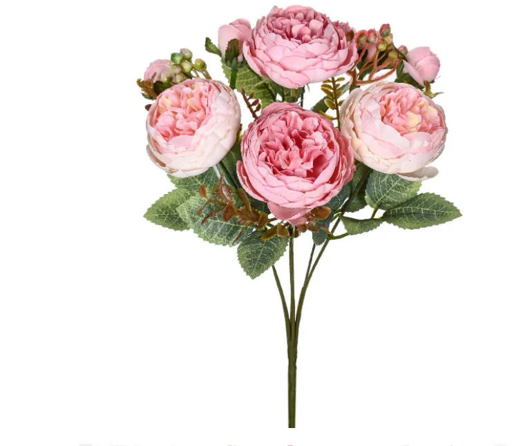 Artificial silk peony bouquet in multiple colours for wedding and home decoration