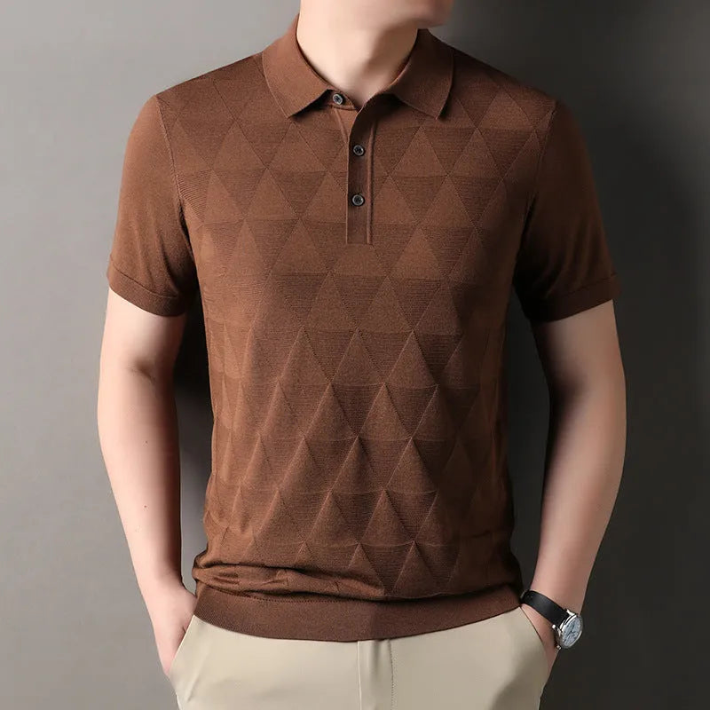 Men's thin ice silk lyocell short sleeve T-shirt in regular fit showing green colour option