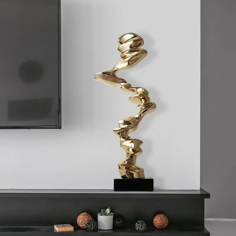 Minimalist abstract still life decorative ornament in bright gold, elegant silver, or phantom blue