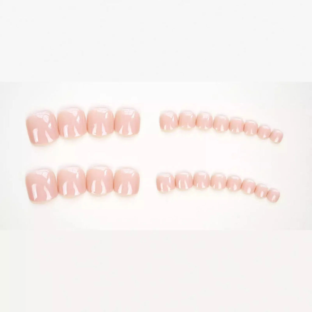 Skin colour J-52 plastic false toenail stickers set with adhesive glue for decorative foot enhancement